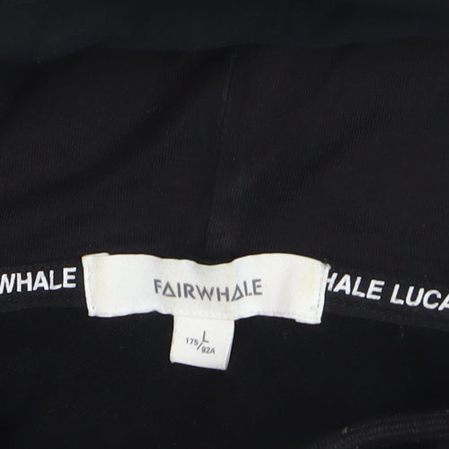 Fairwhale Men’s Black Graphic Pullover Hoodie L Art Design