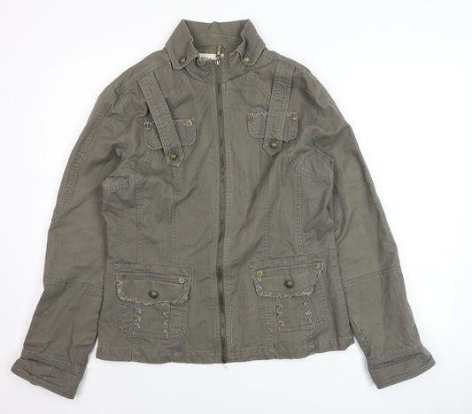 Haowanglai Women Grey Cotton Military Jacket Size 16