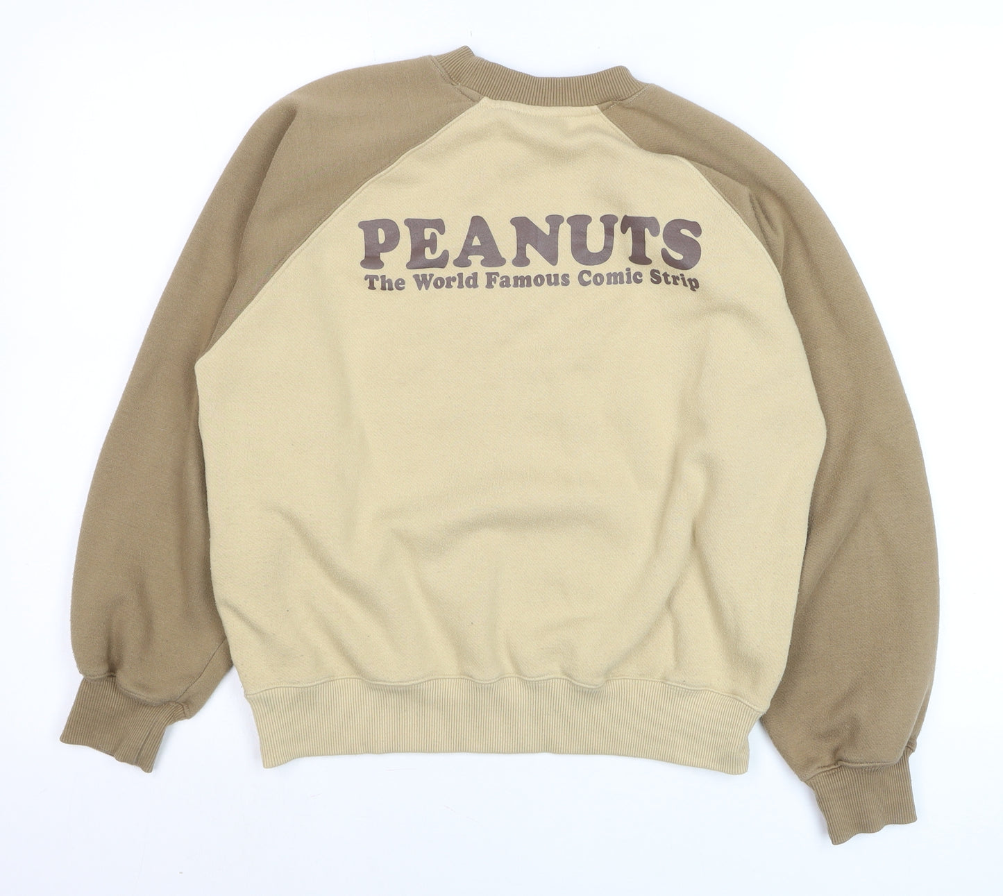 Peanuts Snoopy Beige Crew Neck Pullover Sweatshirt Women S