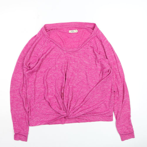 UGG Women Pink Long Sleeve Twist Front Jersey Top Size M