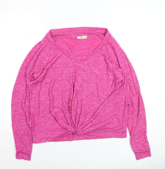 UGG Women Pink Long Sleeve Twist Front Jersey Top Size M