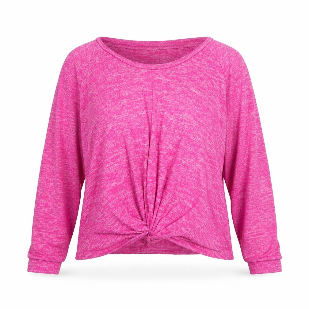 Front view of UGG Women Pink Long Sleeve Twist Front Jersey Top, size M