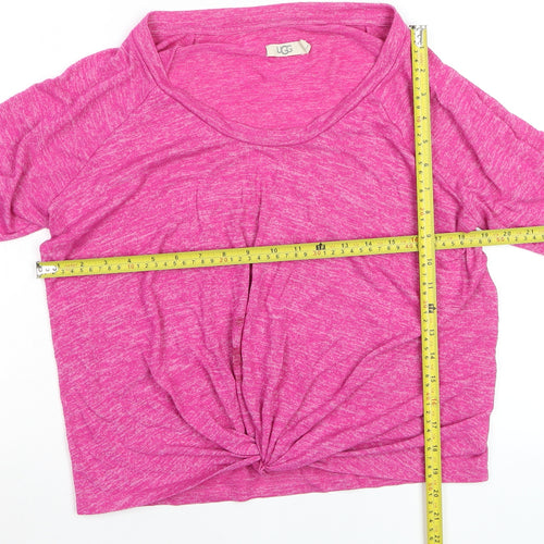 UGG Women Pink Long Sleeve Twist Front Jersey Top Size M