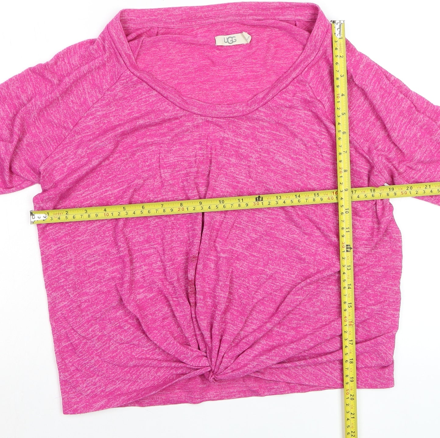 UGG Women Pink Long Sleeve Twist Front Jersey Top Size M