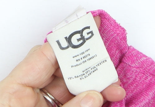 UGG Women Pink Long Sleeve Twist Front Jersey Top Size M