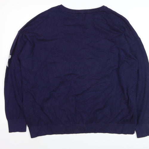 Maine New England Womens Navy Star Print Pullover Jumper Size 20