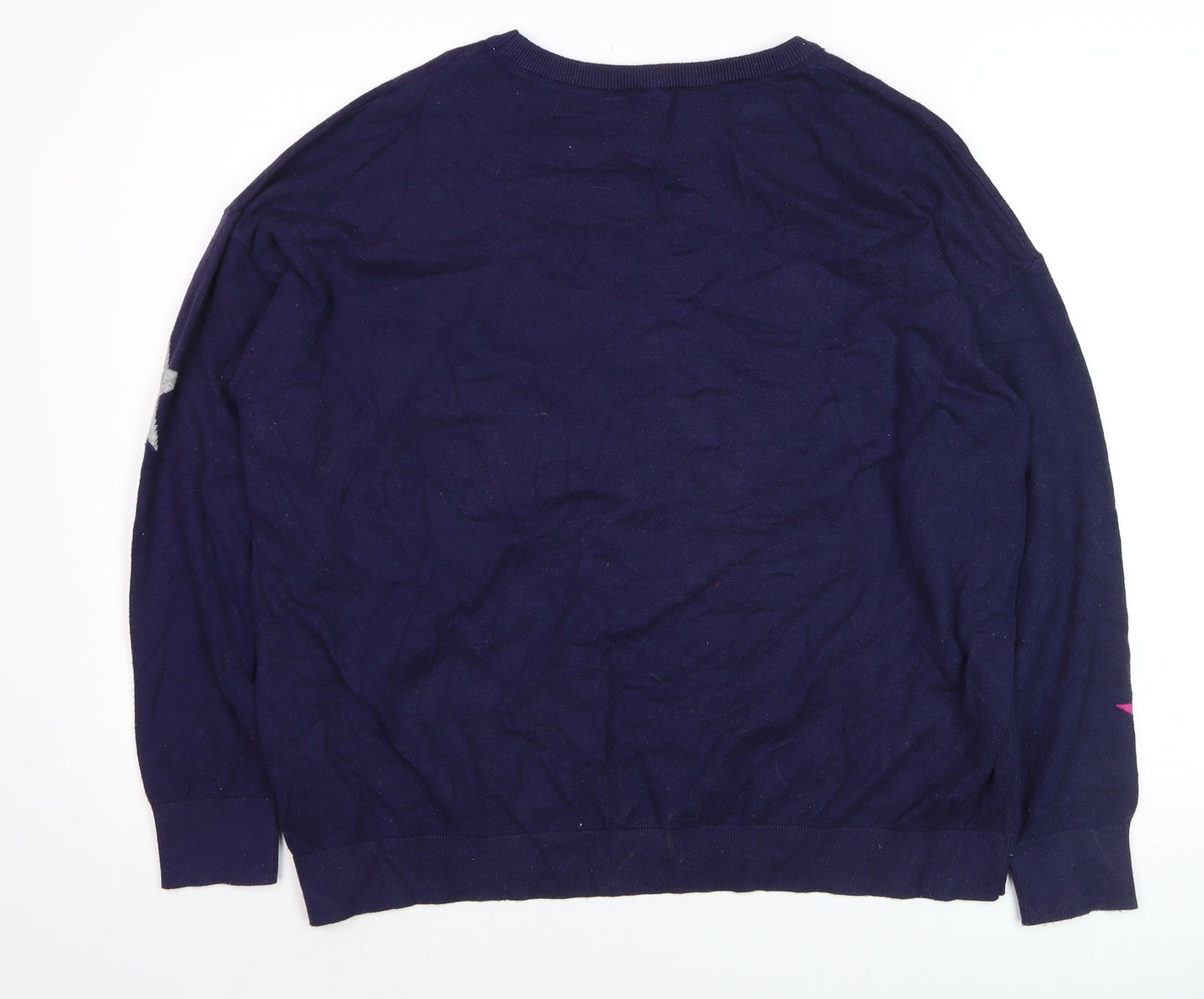 Maine New England Womens Navy Star Print Pullover Jumper Size 20