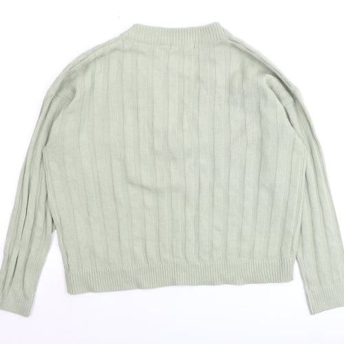 Brave Soul Women’s Green V-Neck Ribbed Knit Jumper Size 12