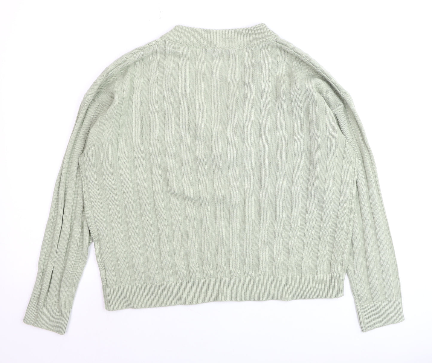 Brave Soul Women’s Green V-Neck Ribbed Knit Jumper Size 12