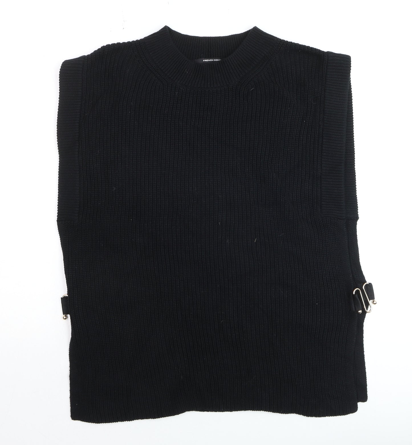French Connection Womens Black XL Chunky Knit Sleeveless Vest