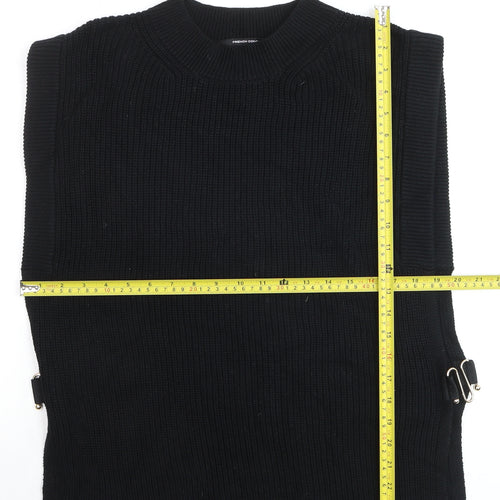 French Connection Womens Black XL Chunky Knit Sleeveless Vest