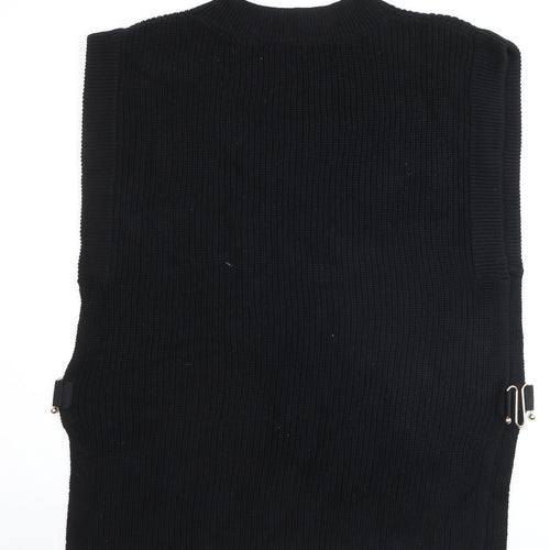 French Connection Womens Black XL Chunky Knit Sleeveless Vest