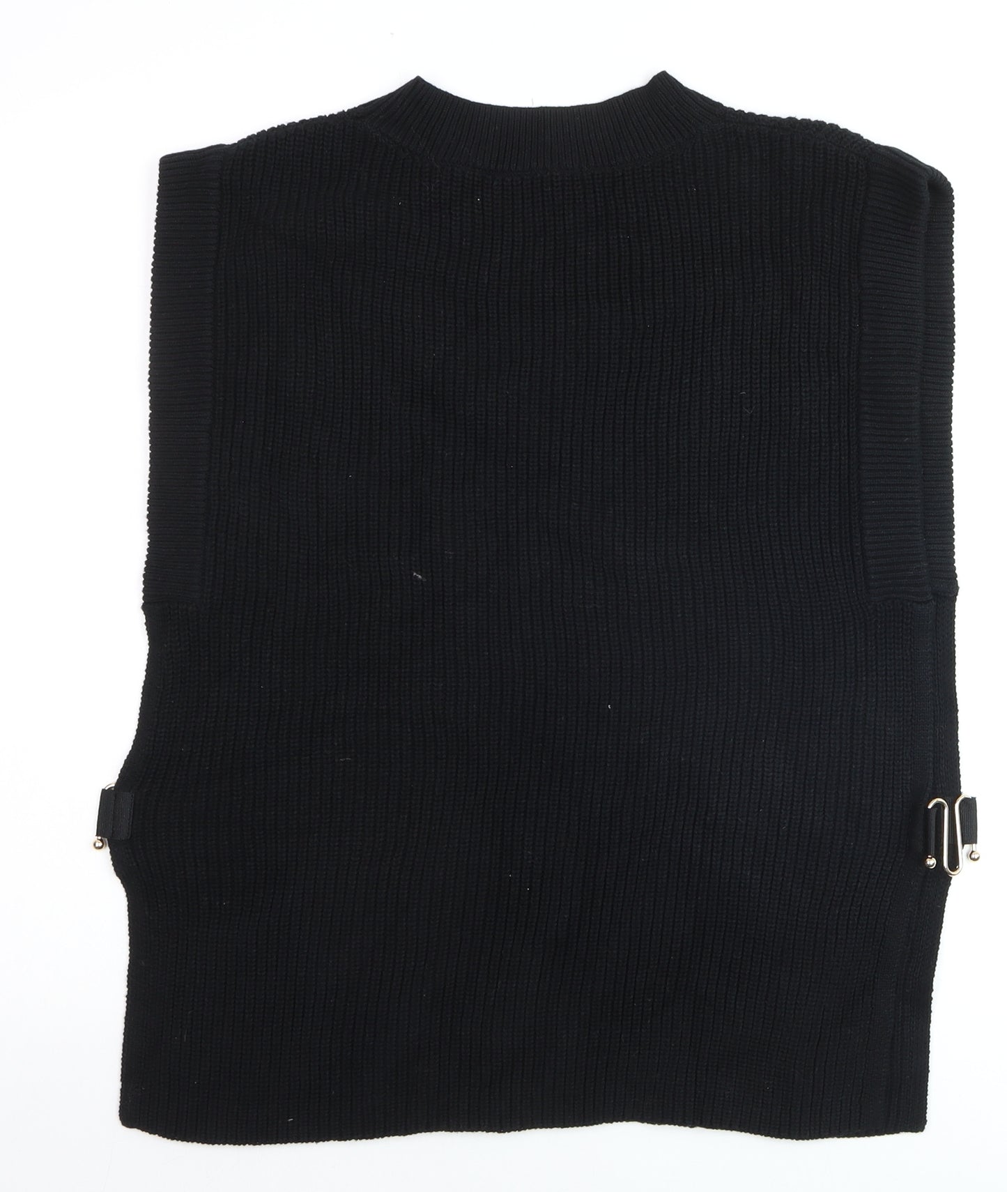 French Connection Womens Black XL Chunky Knit Sleeveless Vest