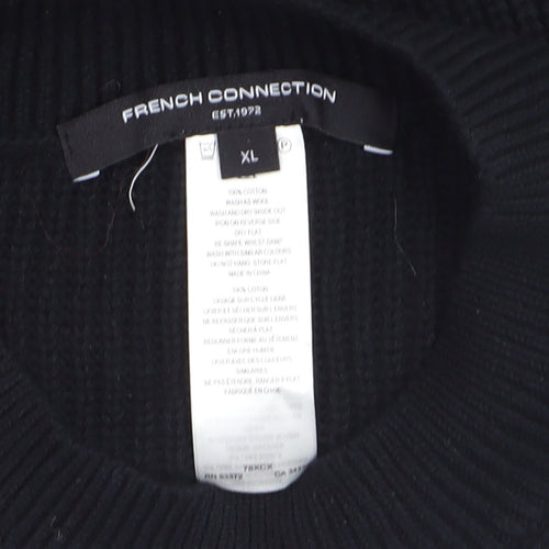 French Connection Womens Black XL Chunky Knit Sleeveless Vest