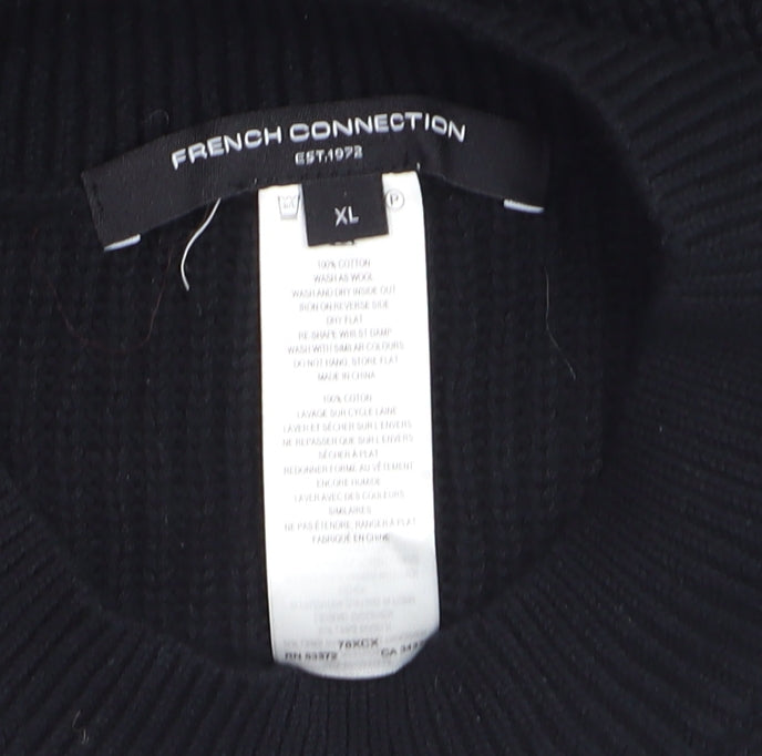 French Connection Womens Black XL Chunky Knit Sleeveless Vest