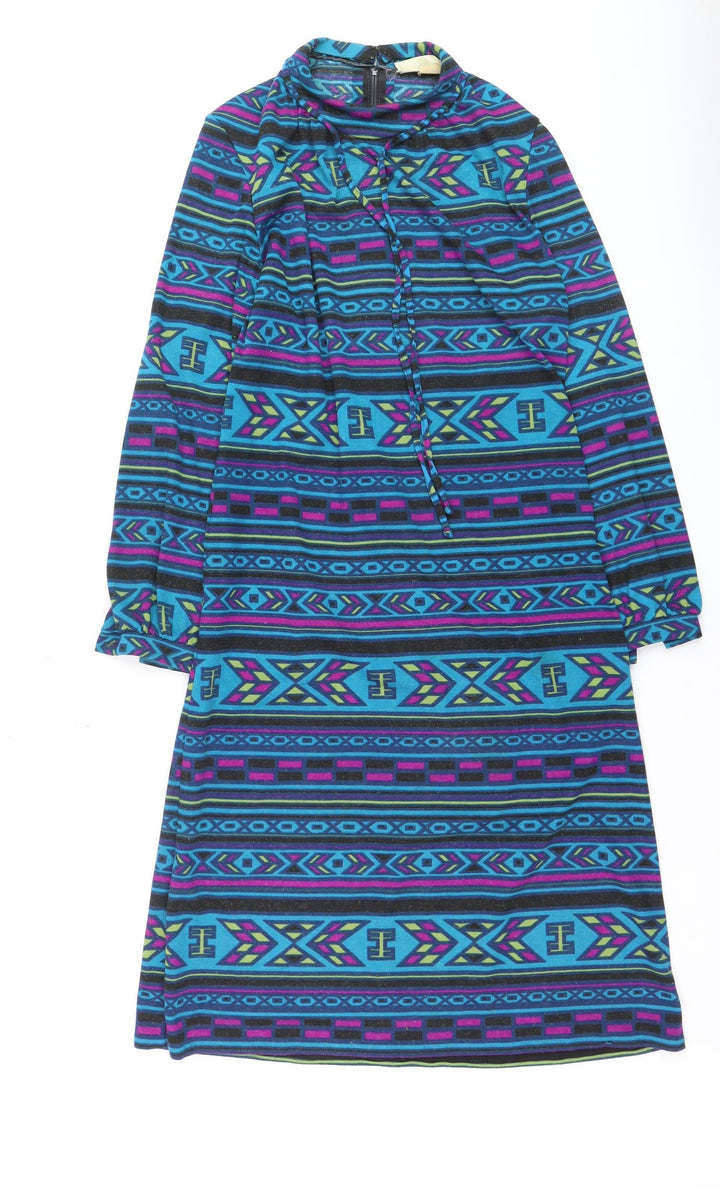 Du Marsel Women Multicoloured Size 14 Tribal Knit Shift Dress