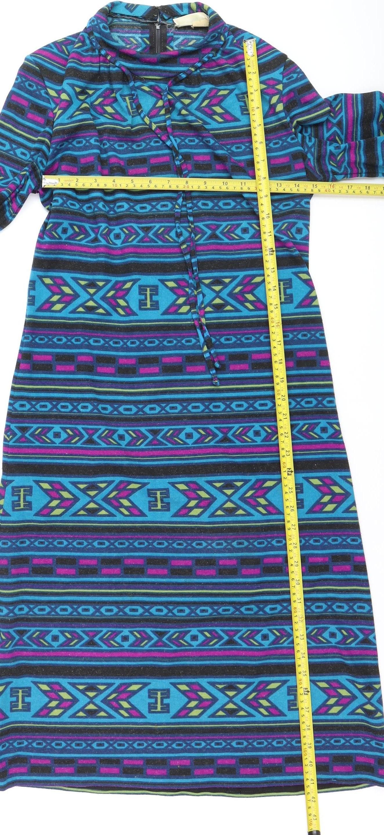 Du Marsel Women Multicoloured Size 14 Tribal Knit Shift Dress