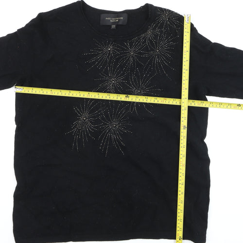 Paul Costelloe Women Black Size 20 Embellished Pullover Jumper