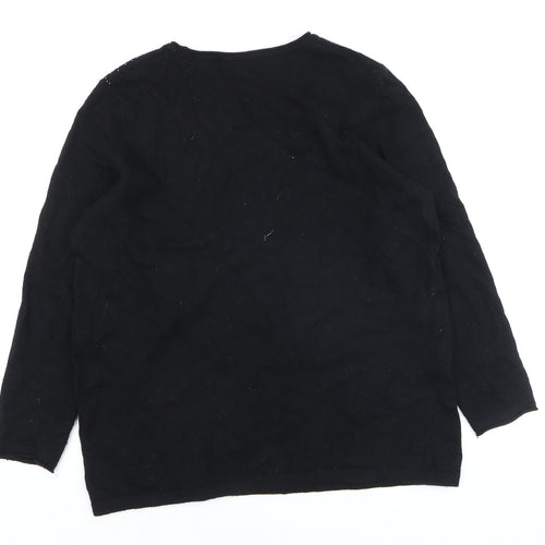 Paul Costelloe Women Black Size 20 Embellished Pullover Jumper
