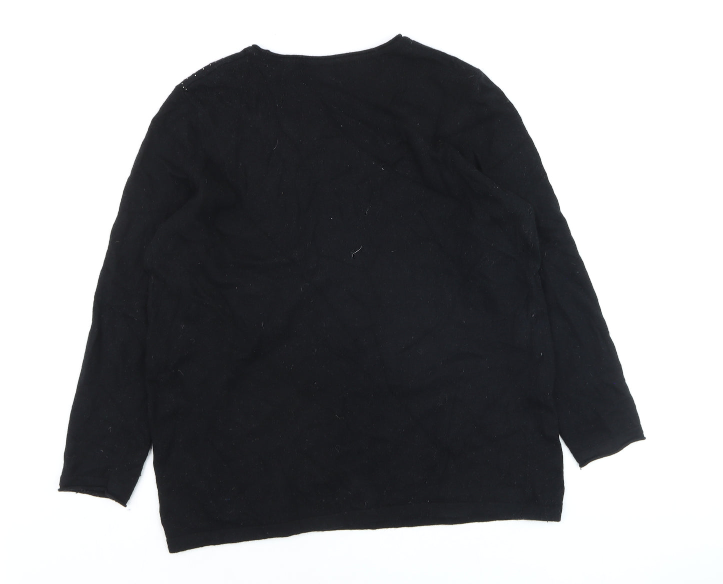 Paul Costelloe Women Black Size 20 Embellished Pullover Jumper