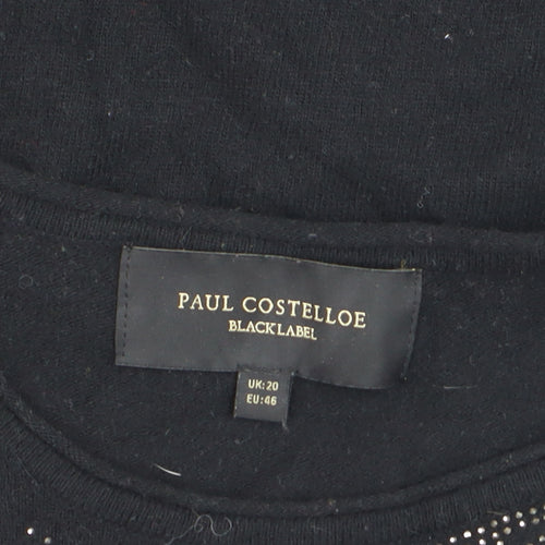 Paul Costelloe Women Black Size 20 Embellished Pullover Jumper