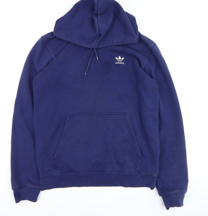 adidas Mens Blue Pullover Hoodie Medium Regular Fit Sports Fleece