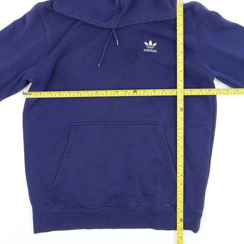 adidas Mens Blue Pullover Hoodie Medium Regular Fit Sports Fleece