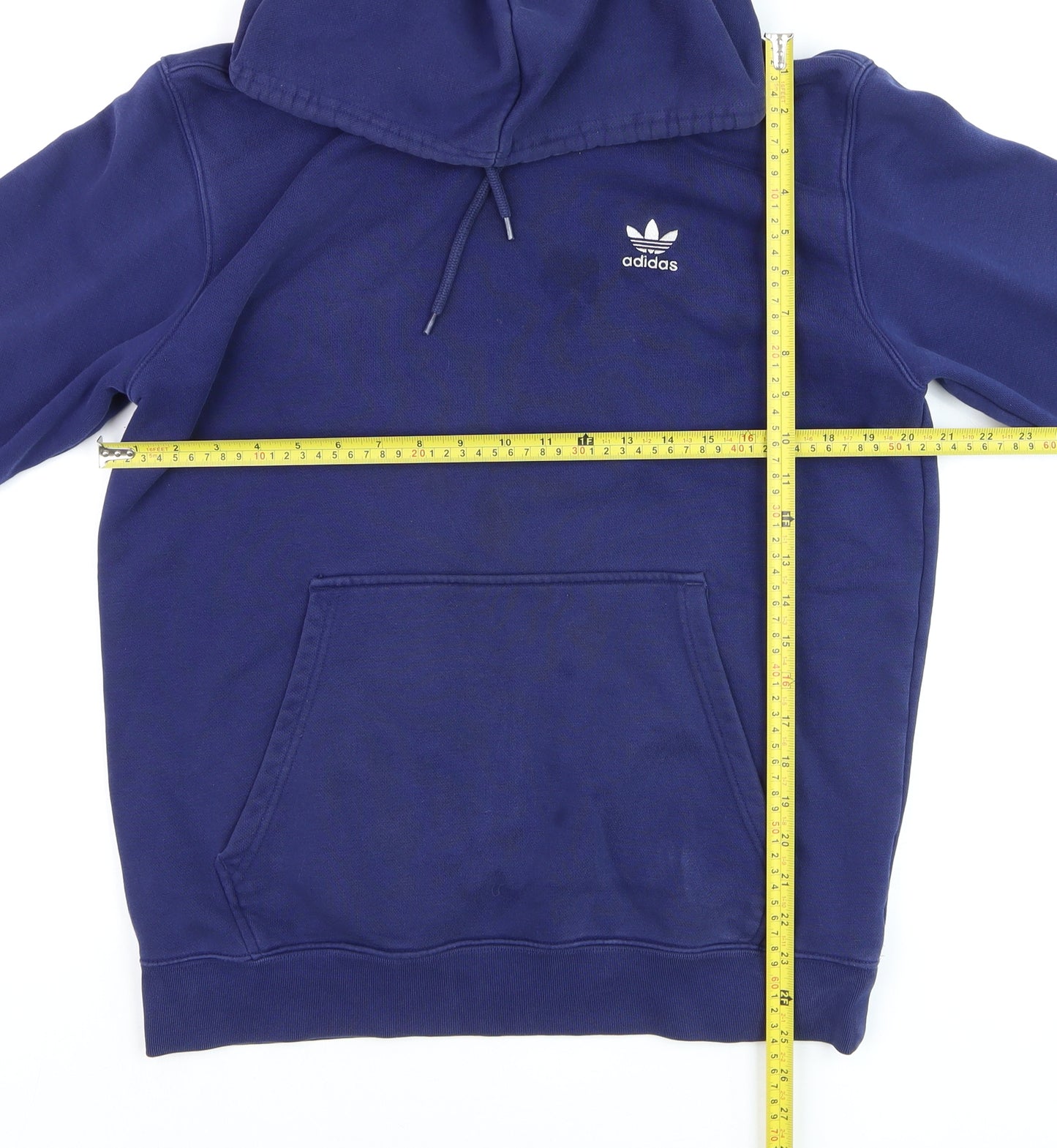 adidas Mens Blue Pullover Hoodie Medium Regular Fit Sports Fleece