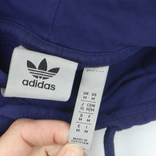 adidas Mens Blue Pullover Hoodie Medium Regular Fit Sports Fleece