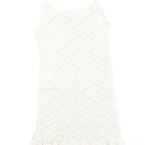 H&M Teens Beige Knit Slip Dress 12-14Y Summer Ruffle Hem