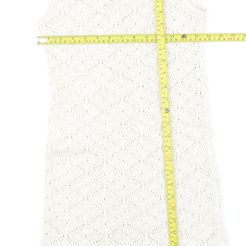 H&M Teens Beige Knit Slip Dress 12-14Y Summer Ruffle Hem