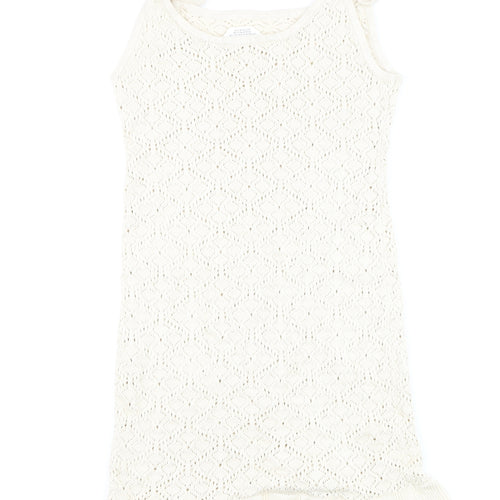 H&M Teens Beige Knit Slip Dress 12-14Y Summer Ruffle Hem