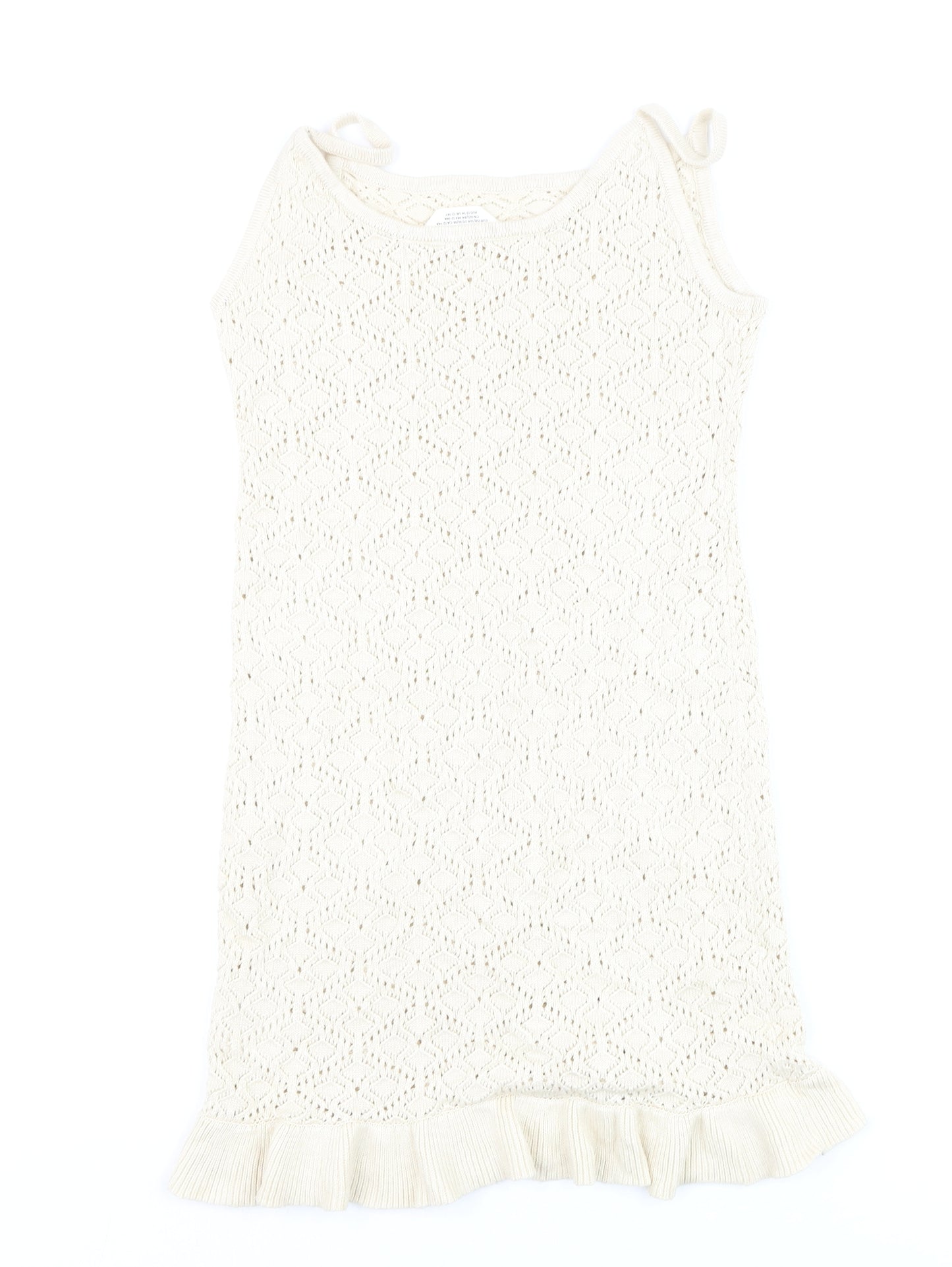H&M Teens Beige Knit Slip Dress 12-14Y Summer Ruffle Hem
