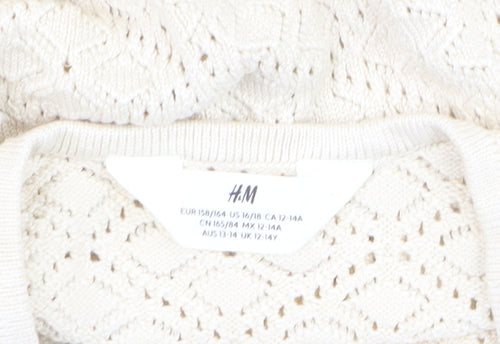 H&M Teens Beige Knit Slip Dress 12-14Y Summer Ruffle Hem