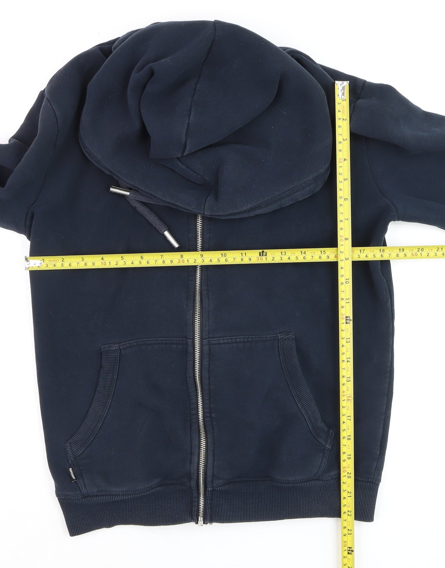 Superdry Men's Blue Full Zip Hoodie M Heavyweight Fleece