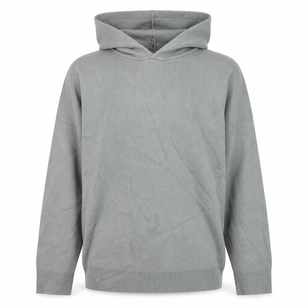 Front view of Zara Men Grey Hooded Pullover Knit Jumper, size M