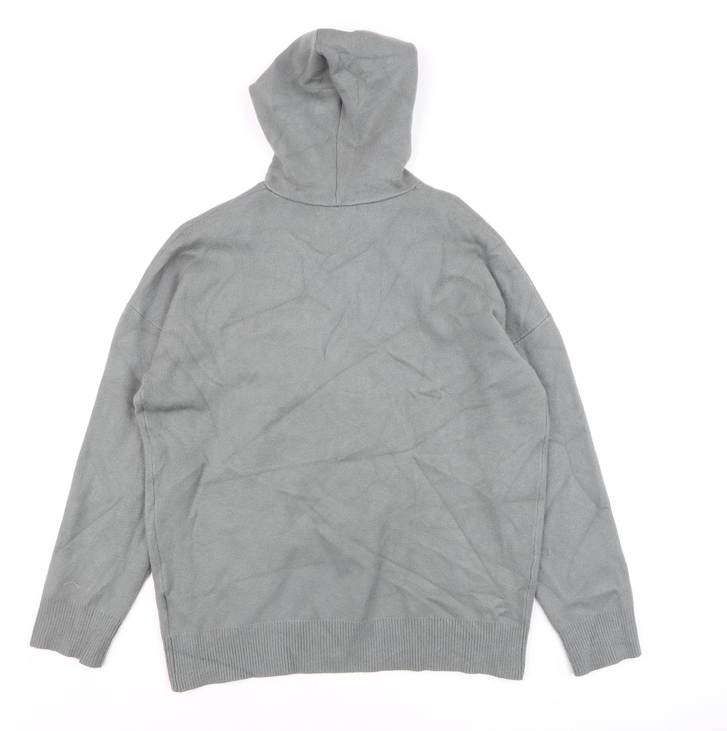 Zara Men Grey Hooded Pullover Knit Jumper Size M