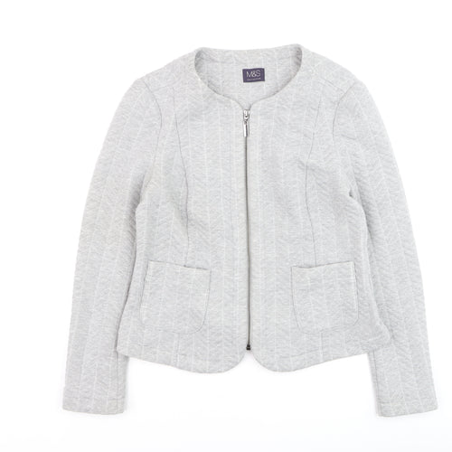 Marks and Spencer Women’s Grey Zip Jacket Size 12 Regular Fit