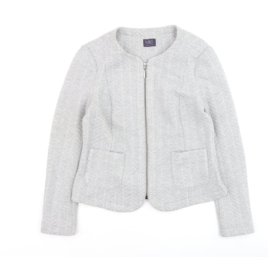 Marks and Spencer Women’s Grey Zip Jacket Size 12 Regular Fit