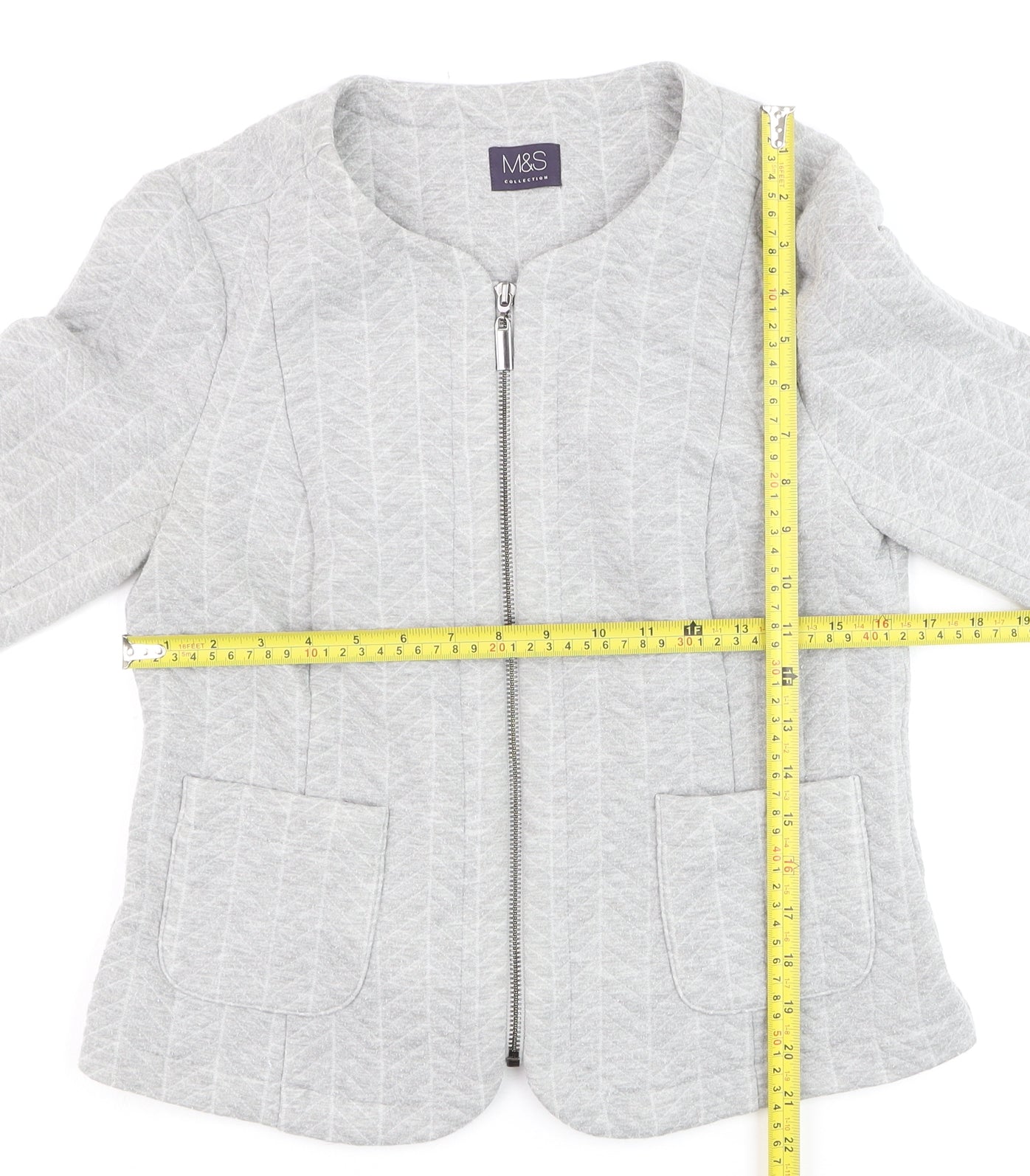 Marks and Spencer Women’s Grey Zip Jacket Size 12 Regular Fit