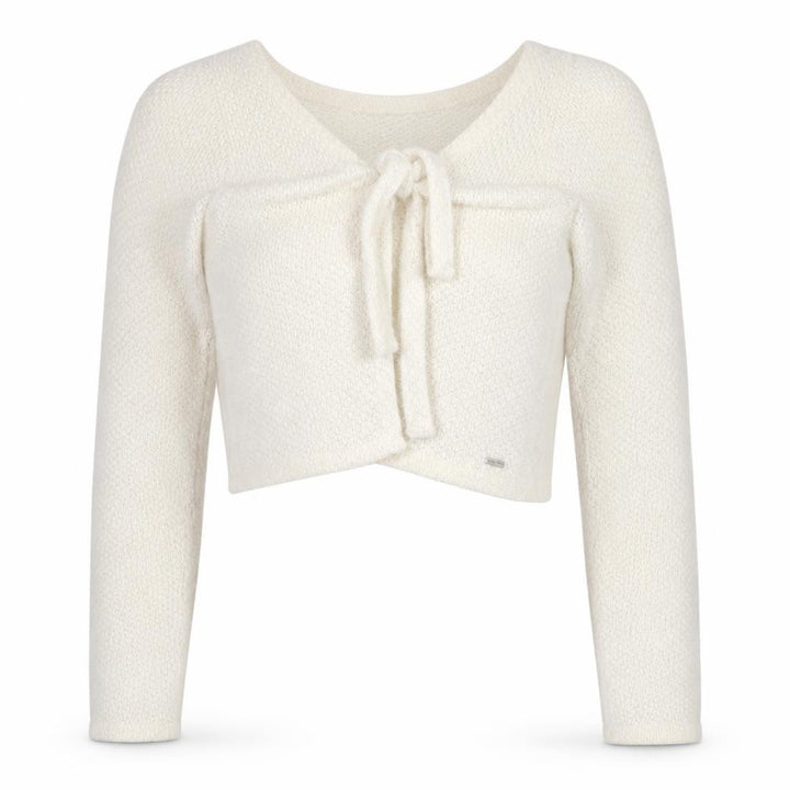 Hollister Women Ivory Knit Tie Front Cardigan S Long Sleeve Lightweight