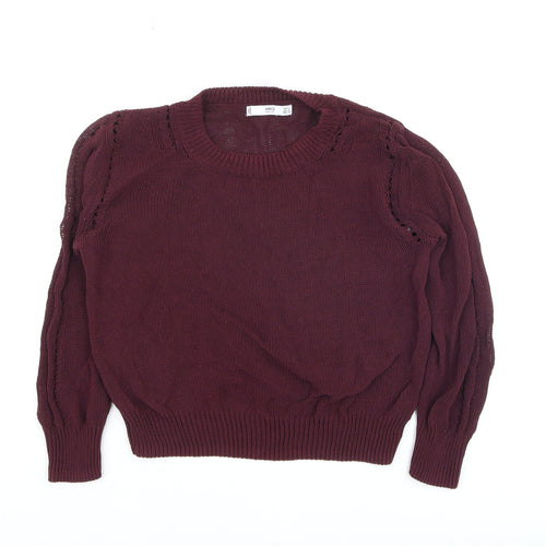 Mango Women's Purple Knit Crew Neck Pullover Jumper Size 6