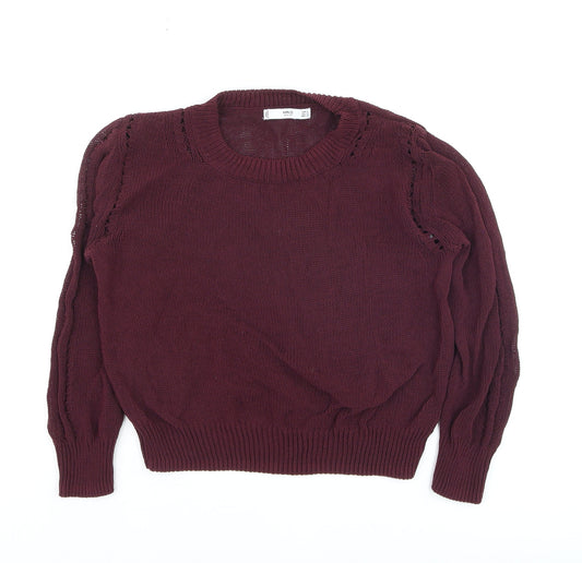 Mango Women's Purple Knit Crew Neck Pullover Jumper Size 6