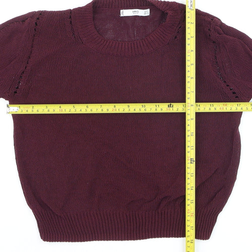 Mango Women's Purple Knit Crew Neck Pullover Jumper Size 6