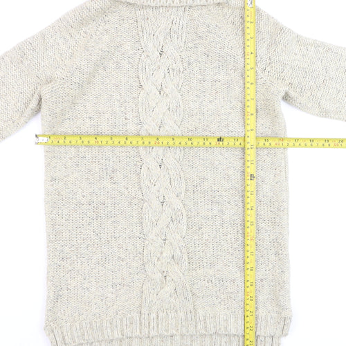 Next Women Beige Cable Knit Roll Neck Jumper Size 10