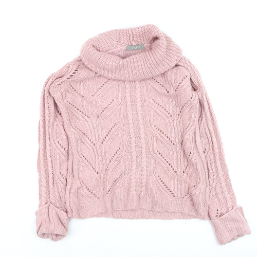 Oasis Women’s Pink Cable-Knit Roll Neck Jumper Size S