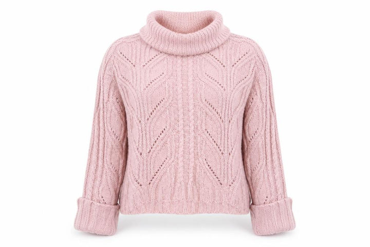 Oasis Women’s Pink Cable-Knit Roll Neck Jumper Size S