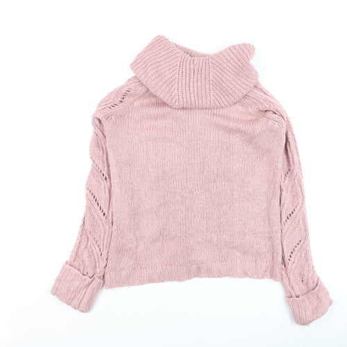 Oasis Women’s Pink Cable-Knit Roll Neck Jumper Size S
