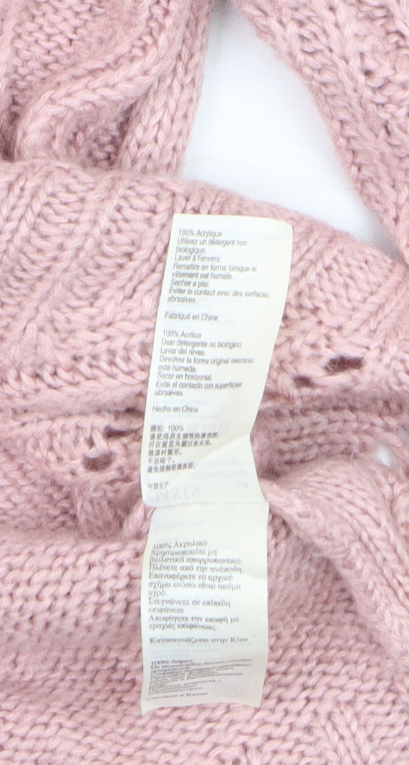 Oasis Women’s Pink Cable-Knit Roll Neck Jumper Size S