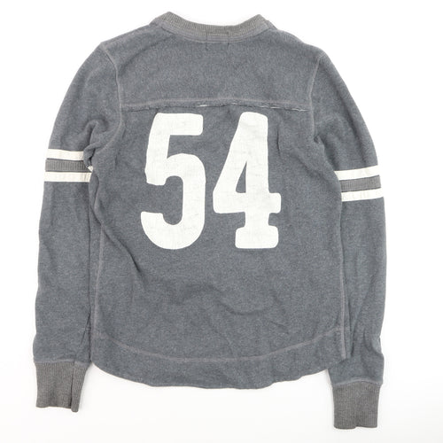 Superdry Men's Grey V-Neck Graphic Pullover Jumper M